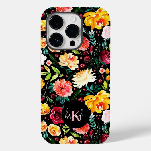英国のカラフル庭の花の模様モノグラム Case-Mate iPhoneケース (裏面)