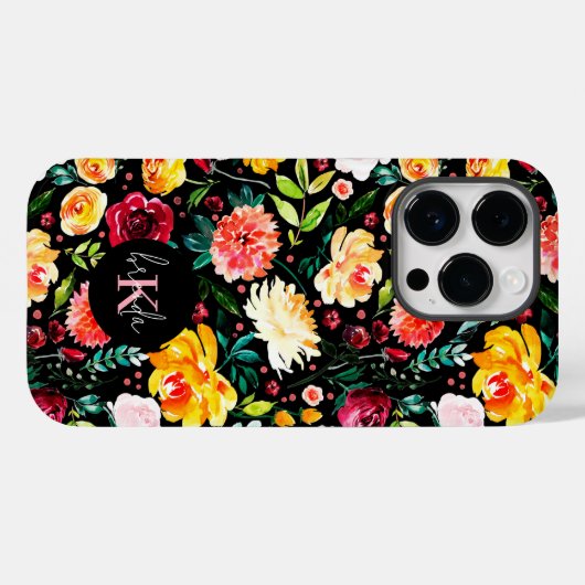英国のカラフル庭の花の模様モノグラム Case-Mate iPhoneケース (裏面 (横))