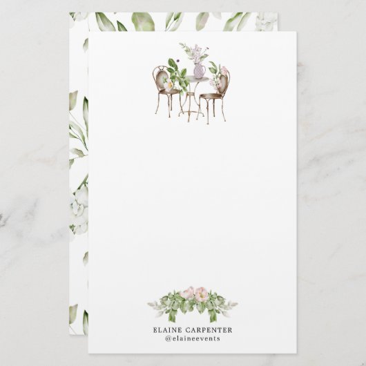 英国のガーデンエレガントモノグラム文房具 便箋 (正面/裏面)