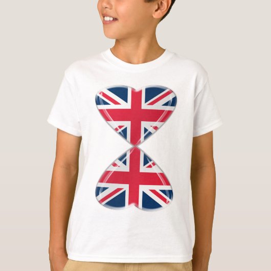英国のキスをするハートフラグ Tシャツ (正面)