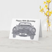 英国のクラシックカー愛好家向け80番目の誕生日カード カード (黄色い花)