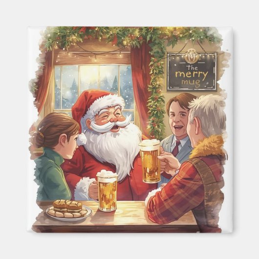 英国のクリスマスパーティー パブのサンタ マグネット (正面)