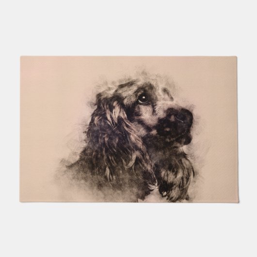 英国のコッカースパニエルのスケッチ ドアマット (正面)