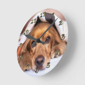 英国のコッカースパニエル犬犬 ラウンド壁時計 (傾斜)