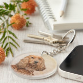 英国のコッカースパニエル犬絵画ズ-オリジナルドッグアート キーホルダー (正面右)