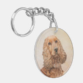 英国のコッカースパニエル犬絵画ズ-オリジナルドッグアート キーホルダー (正面左)