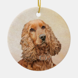 英国のコッカースパニエル犬絵画ズ-オリジナルドッグアート セラミックオーナメント