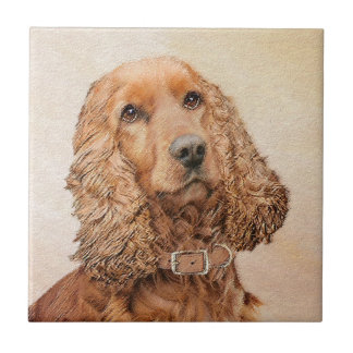 英国のコッカースパニエル犬絵画ズ-オリジナルドッグアート タイル