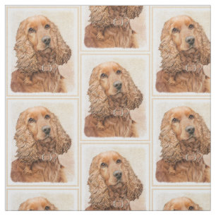 英国のコッカースパニエル犬絵画ズ-オリジナルドッグアート ファブリック