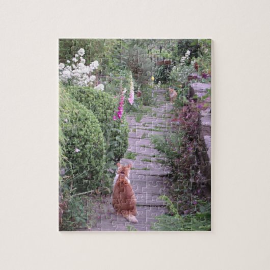 英国のコテッジの庭猫のパズル ジグソーパズル (縦)