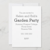 英国のコテージの庭の水彩画のパーティー 招待状 (裏面)