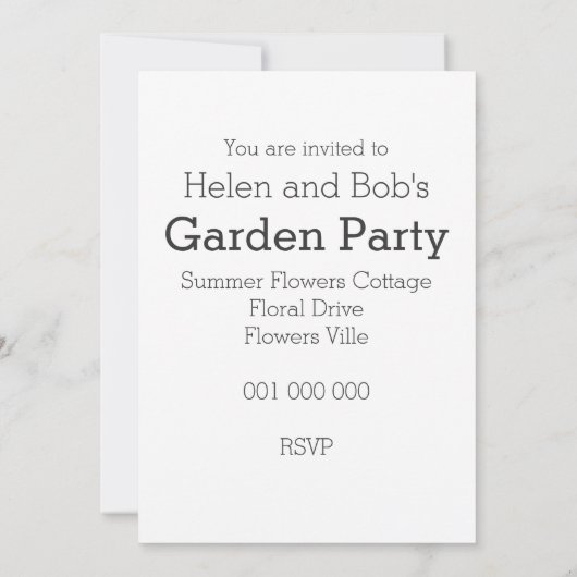 英国のコテージの庭の水彩画のパーティー 招待状 (裏面)