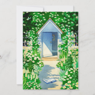 英国のコテージの庭の水彩画のパーティー 招待状
