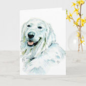 英国のゴールデン・リトリーバーの挨拶状 カード (黄色い花)