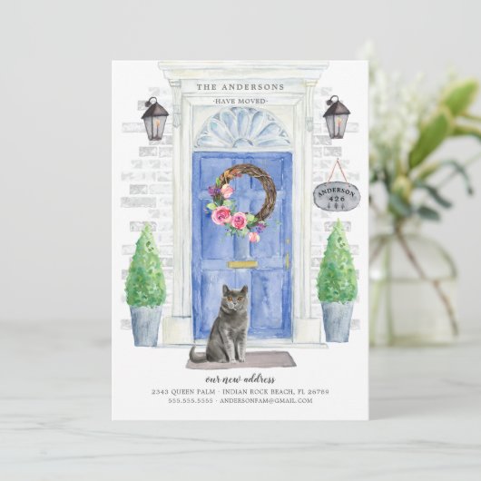 英国のショートヘアの猫の引っ越し発表 招待状 (スタンド正面)