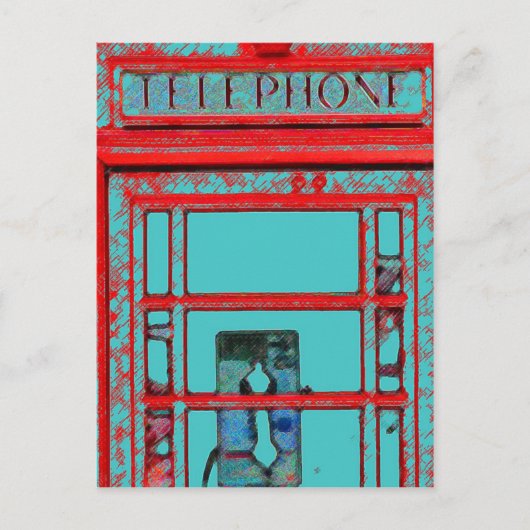 英国のスタイル電話ブース ポストカード (正面)