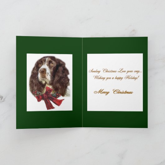 英国のスプリンガースパニエルのクリスマスのギフト シーズンカード (内部)