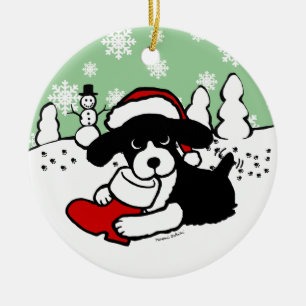 英国のスプリンガースパニエルのクリスマスの漫画 セラミックオーナメント