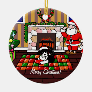 英国のスプリンガースパニエルのクリスマスの漫画 セラミックオーナメント