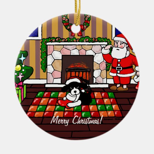 英国のスプリンガースパニエルのクリスマスの漫画 セラミックオーナメント (正面)