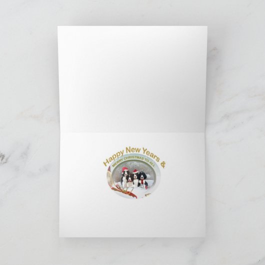 英国のスプリンガースパニエルのクリスマスの装飾 シーズンカード (内部)