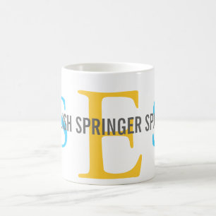 英国のスプリンガースパニエルのモノグラムのデザイン コーヒーマグカップ