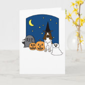 英国のスプリンガースパニエルハロウィン カード (黄色い花)