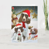 英国のスプリンガースパニエル及び子犬の季節のごあいさつ シーズンカード (正面)