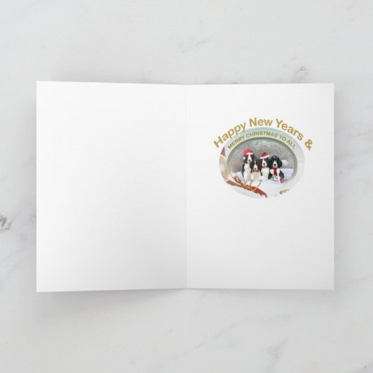 英国のスプリンガースパニエル及び子犬の季節のごあいさつ シーズンカード (内部)