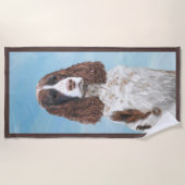 英国のスプリンガースパニエル犬の絵画オリジナルドッグアート ビーチタオル (正面)
