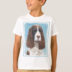 英国のスプリンガースパニエル犬の絵画オリジナルドッグアート Tシャツ