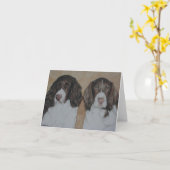 英国のスプリンガースパニエル犬の芸術Notecard カード (黄色い花)