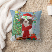 英国のスリンガースパニエル犬ドッグとクリスマスプレゼント クッション (ブランケット)