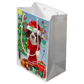 英国のスリンガースパニエル犬ドッグとクリスマスプレゼント ミディアムペーパーバッグ (裏面アングル)