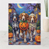 英国のセッターのトリックまたはハロウィーンの衣装 カード (正面)