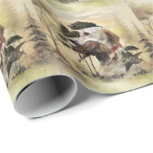 英国のセッターを持つ木のコック ラッピングペーパー (ロールコーナー)