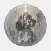 英国のセッターアート ガラスオーナメント (正面)