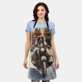 英国のセッタードッグにオートバイクリスマスに乗る エプロン (着用した状態)