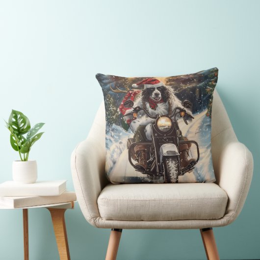 英国のセッタードッグにオートバイクリスマスに乗る クッション (椅子)