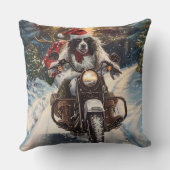 英国のセッタードッグにオートバイクリスマスに乗る クッション (裏面)