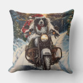 英国のセッタードッグにオートバイクリスマスに乗る クッション (正面)