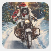 英国のセッタードッグにオートバイクリスマスに乗る スクエアシール (正面)
