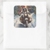 英国のセッタードッグにオートバイクリスマスに乗る スクエアシール (バッグ)