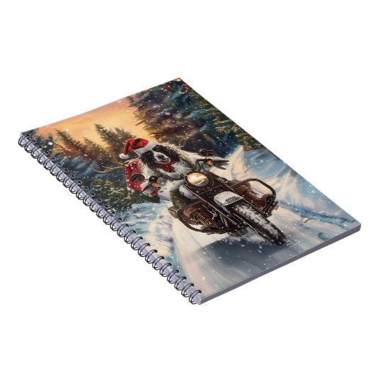 英国のセッタードッグにオートバイクリスマスに乗る ノートブック (右側)