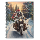 英国のセッタードッグにオートバイクリスマスに乗る ノートブック (正面)