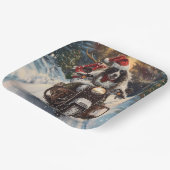 英国のセッタードッグにオートバイクリスマスに乗る ペーパープレート (傾斜あり)