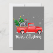 英国のセッタードッグ赤いトラックのクリスマスに乗る 招待状 (正面)