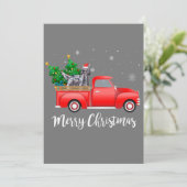 英国のセッタードッグ赤いトラックのクリスマスに乗る 招待状 (スタンド正面)