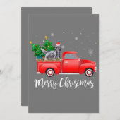 英国のセッタードッグ赤いトラックのクリスマスに乗る 招待状 (正面/裏面)