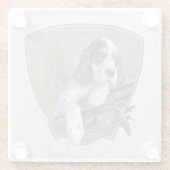 英国のセッター犬とクラシックショットガン ガラスコースター (裏面)